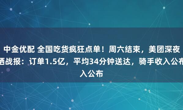 中金优配 全国吃货疯狂点单！周六结束，美团深夜晒战报：订单1.5亿，平均34分钟送达，骑手收入公布